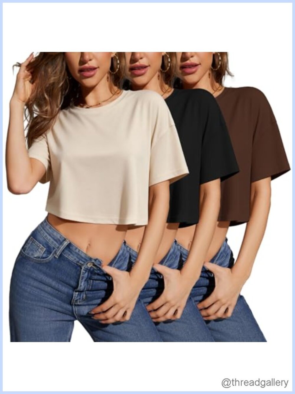 Oversized Relaxed Fit Cropped Crew Neck Tee